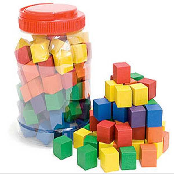 (EDU 0136) 1인치 쌓기나무 One-Inch Wooden Color Cubes(2.5cm,6색상 100개)