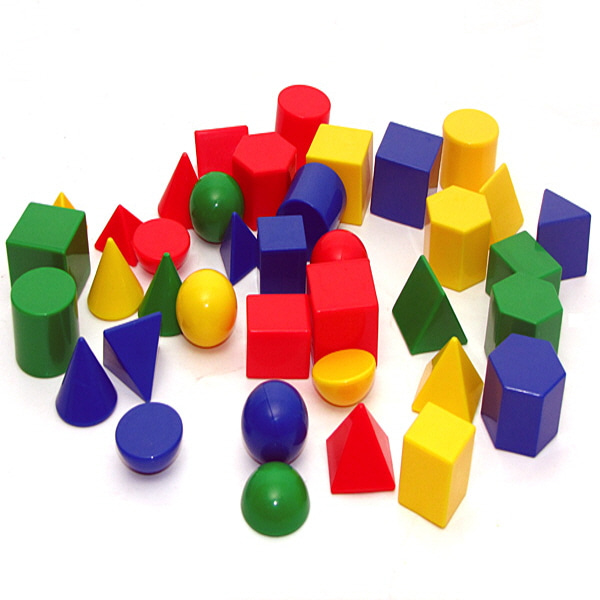 (EDUC 30801) 미니 입체도형 10종 세트 1’’ 10 shape 3D geo solids set (4색, 40개)
